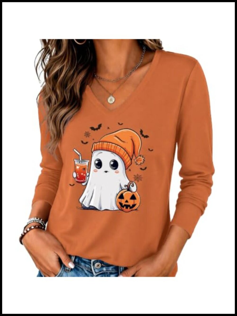 Women's Long Sleeve V-Neck Tee, Soft Casual Blouse, Fall Layering Top